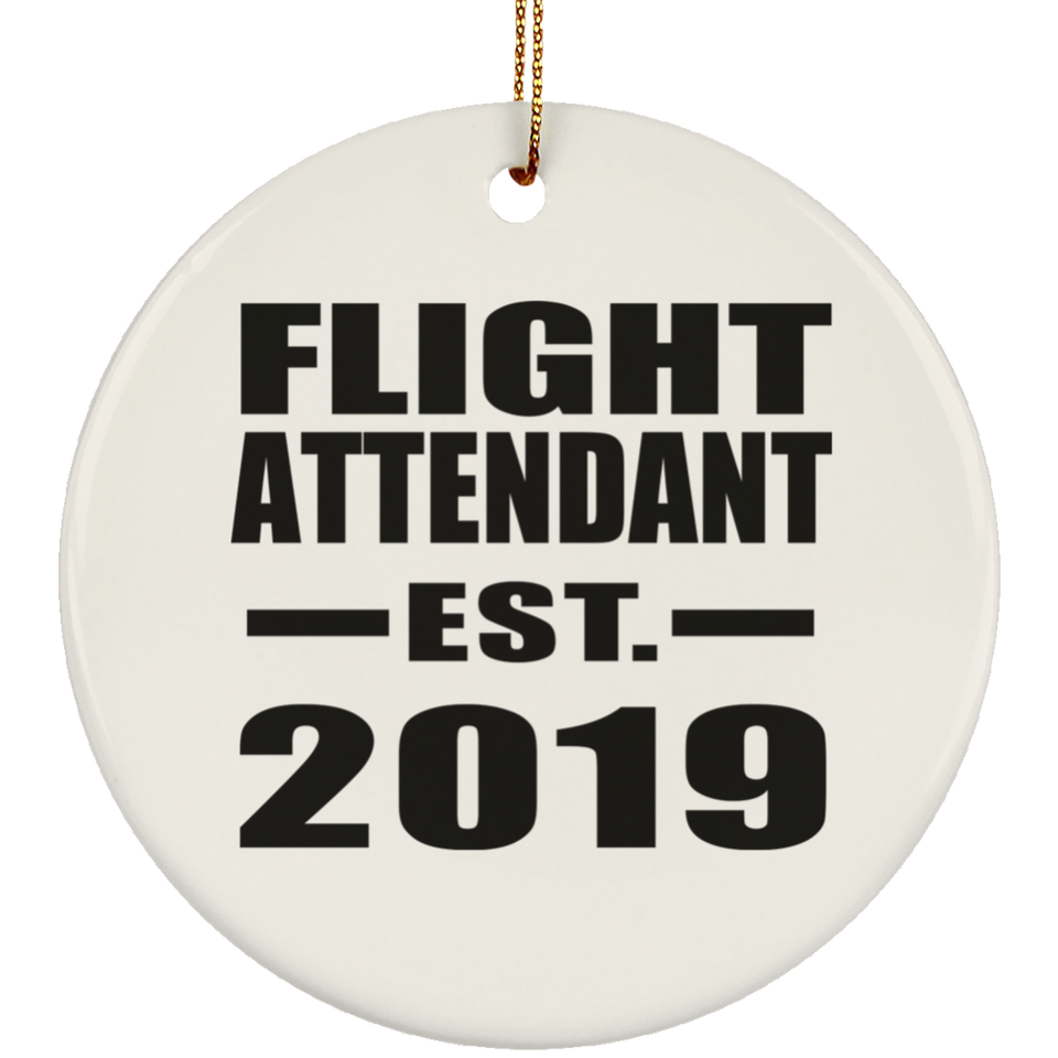 Flight Attendant Established EST. 2019 - Circle Ornament