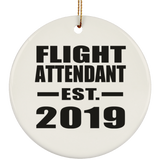 Flight Attendant Established EST. 2019 - Circle Ornament