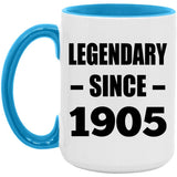 119th Birthday Legendary Since 1905 - 15oz Accent Mug Blue