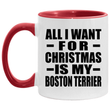 All I Want For Christmas Is My Boston Terrier - 11oz Accent Mug Red