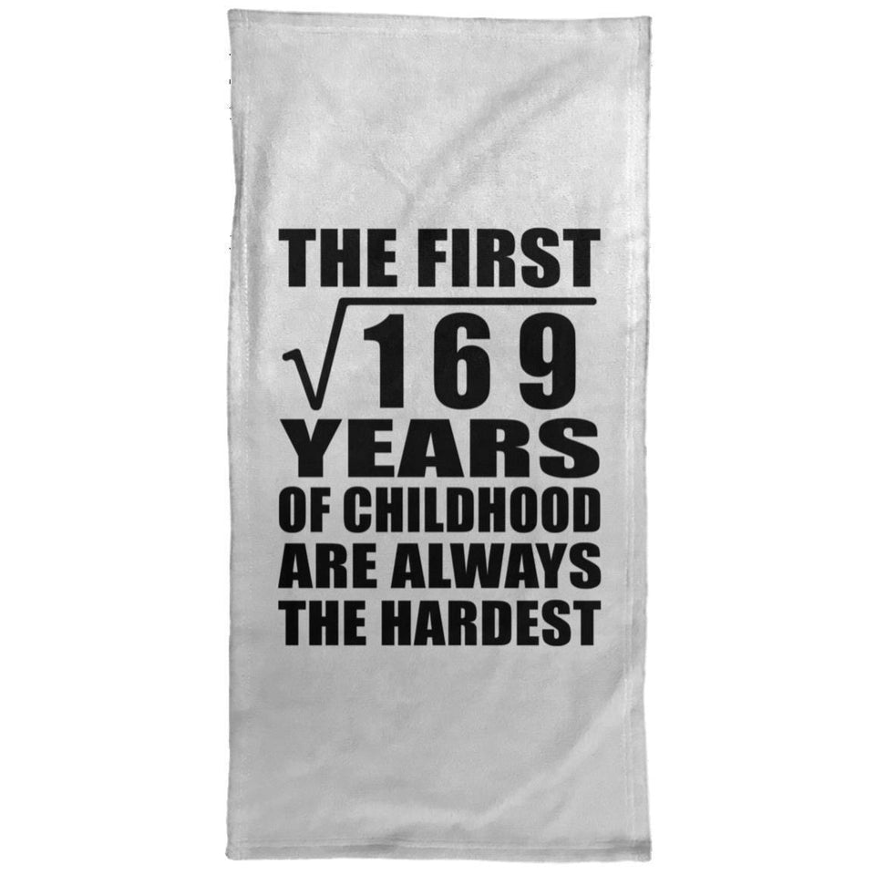 13th Birthday Square Root of 169 Years of Childhood - Hand Towel