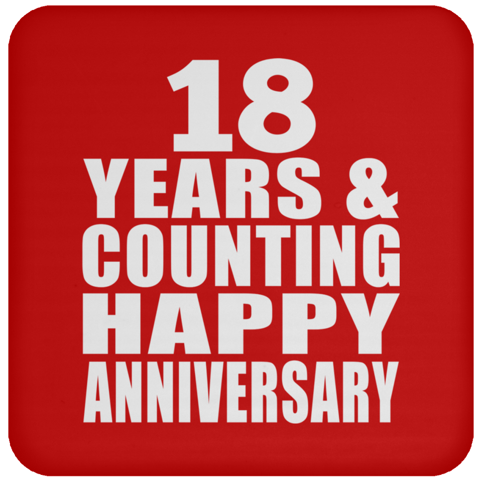 Happy 18th Anniversary 18 Years & Counting - Drink Coaster
