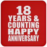 Happy 18th Anniversary 18 Years & Counting - Drink Coaster
