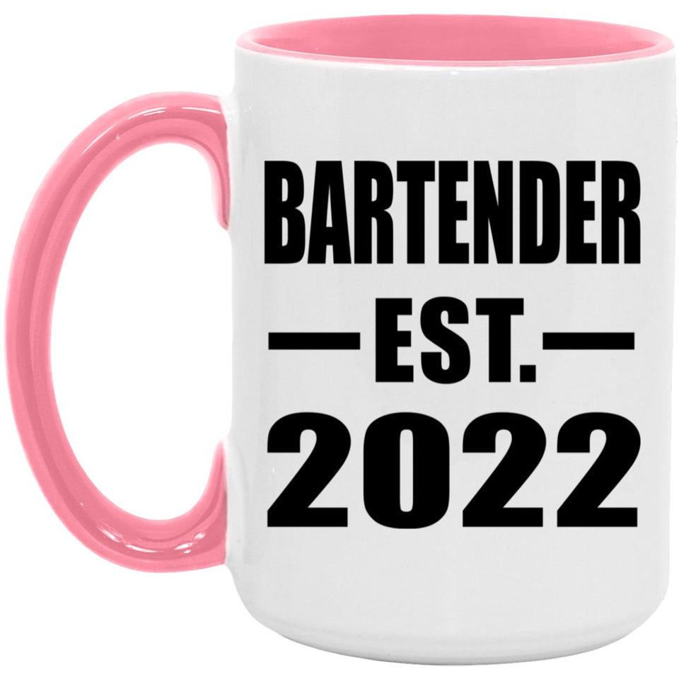 Bartender Established EST. 2022 - 15oz Accent Mug Pink