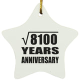 90th Anniversary Square Root of 8100 Years Anniversary - Star Ornament