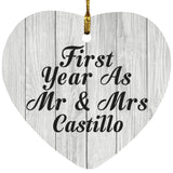 First Year As Mr & Mrs Castillo - Heart Ornament F