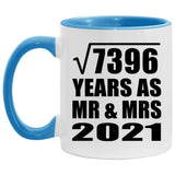 86th Anniversary Square Root of 7396 Years As Mr & Mrs 2021 - 11oz Accent Mug Blue