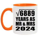 83rd Anniversary Square Root of 6889 Years As Mr & Mrs 2024 - 11oz Accent Mug Orange