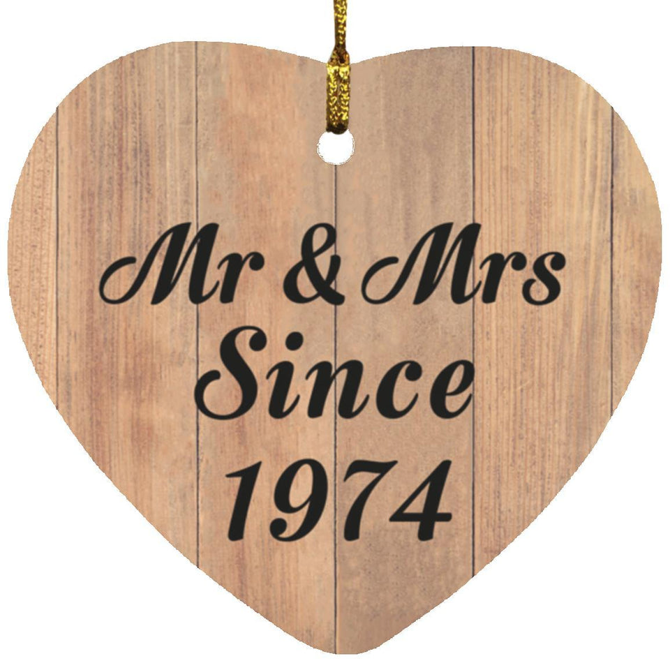 50th Anniversary Mr & Mrs Since 1974 - Heart Ornament C