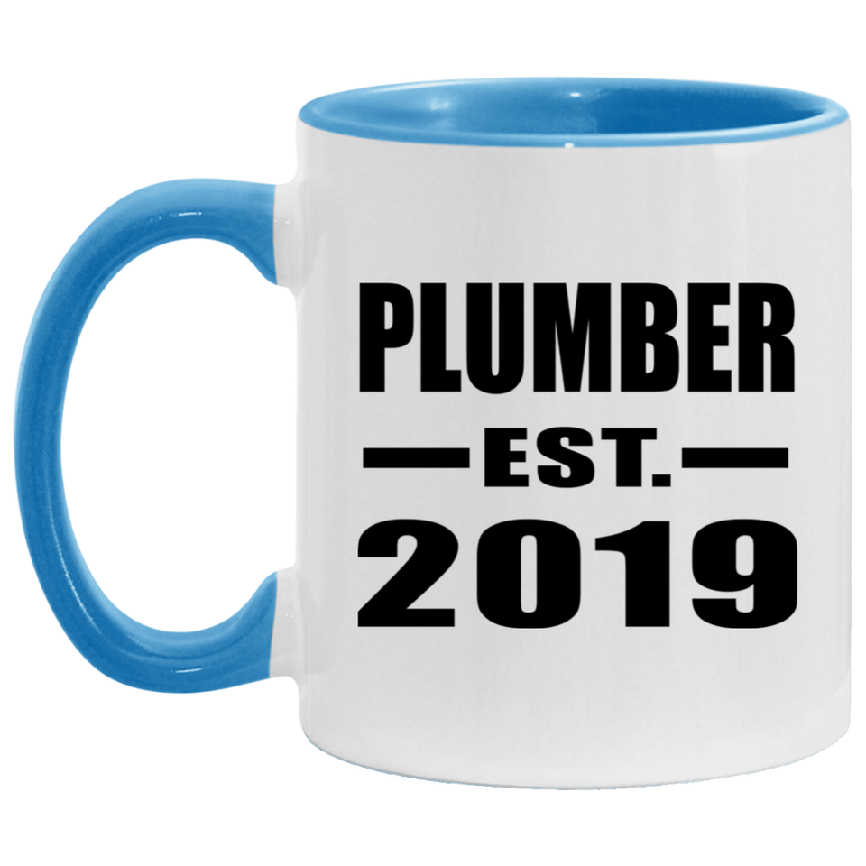 Plumber Established EST. 2019 - 11oz Accent Mug Blue
