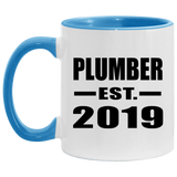 Plumber Established EST. 2019 - 11oz Accent Mug Blue