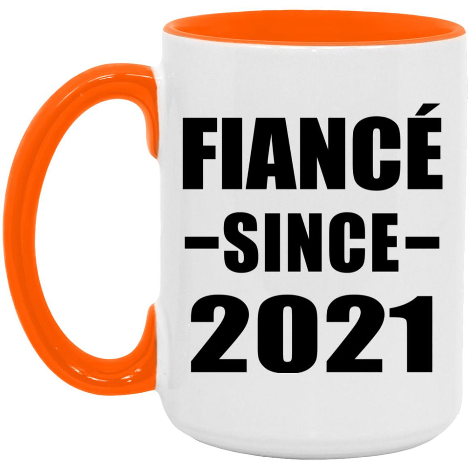 Fiance Since 2021 - 15oz Accent Mug Orange