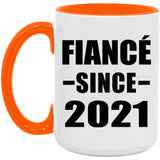 Fiance Since 2021 - 15oz Accent Mug Orange
