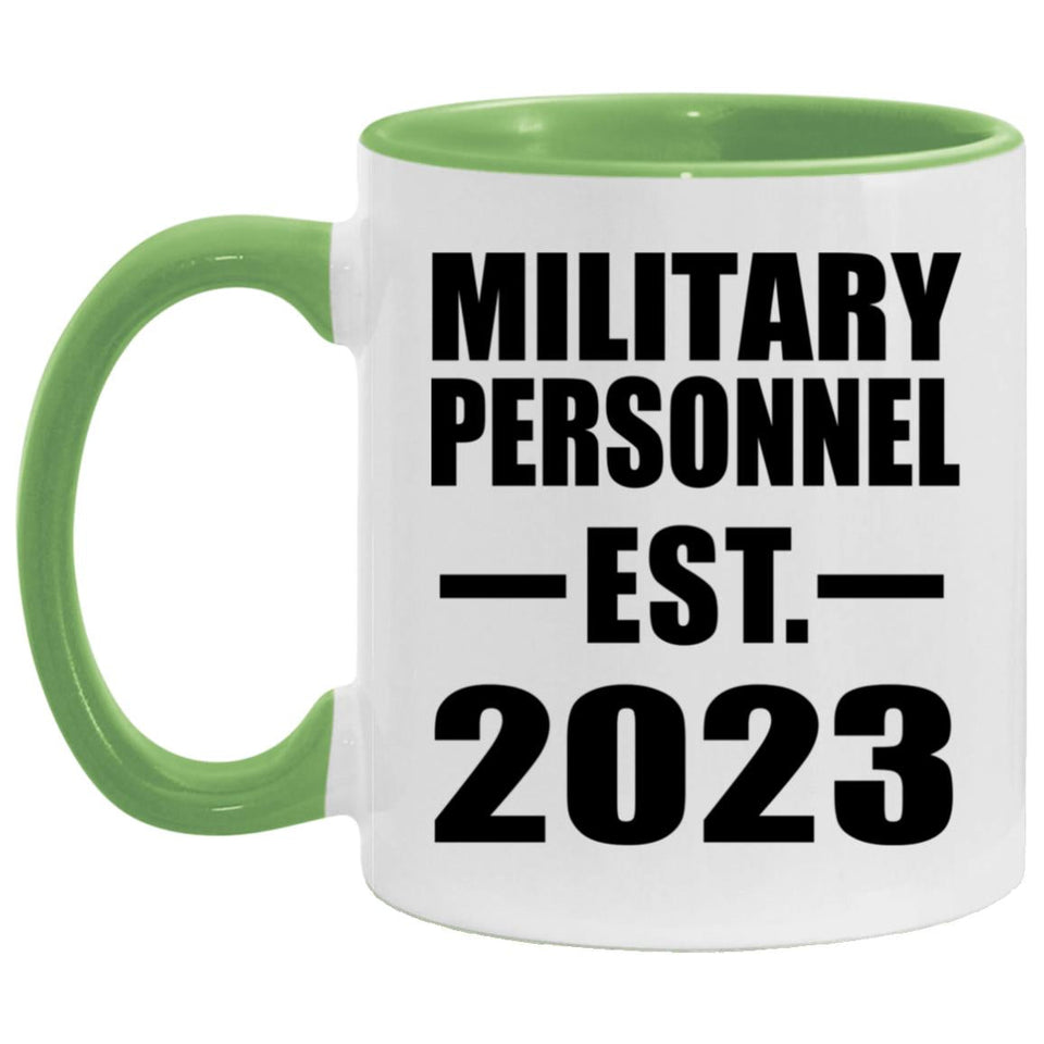 Military Personnel Established EST. 2023 - 11oz Accent Mug Green