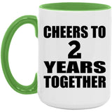 2nd Anniversary Cheers To 2 Years Together - 15oz Accent Mug Green
