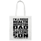 Proud Health Inspector Dad Of Awesome Son - Tote Bag White