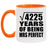 65th Anniversary Square Root of 4225 Years of Mrs Perfect - 11oz Accent Mug Orange