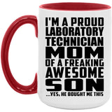 Proud Laboratory Technician Mom Of Awesome Son - 15oz Accent Mug Red