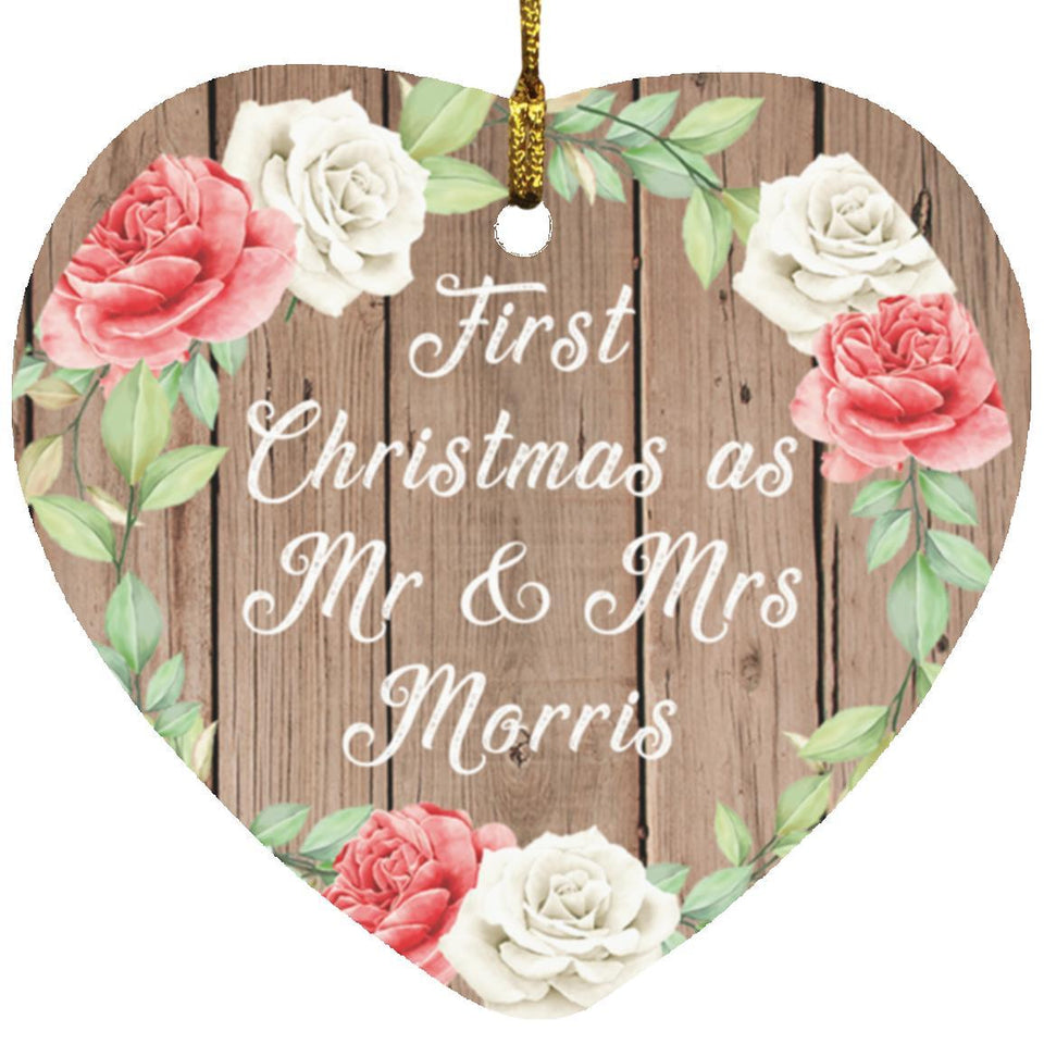 First Christmas As Mr & Mrs Morris - Heart Ornament B