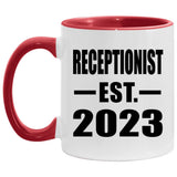 Receptionist Established EST. 2023 - 11oz Accent Mug Red