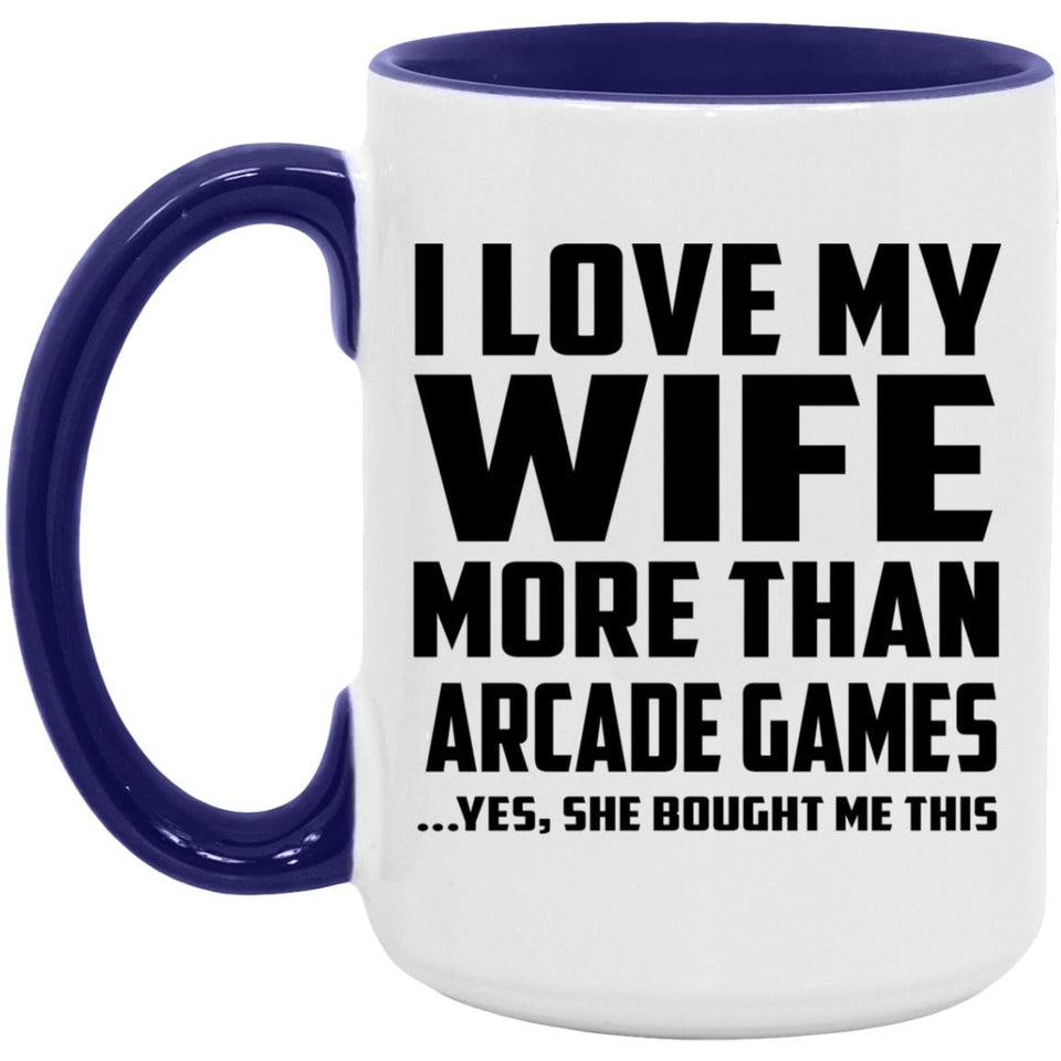 I Love My Wife More Than Arcade Games - 15oz Accent Mug Purple