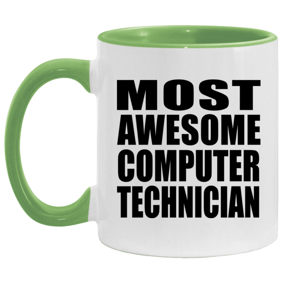 Most Awesome Computer Technician - 11oz Accent Mug Green