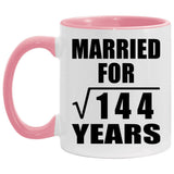 12th Anniversary Married For Square Root of 144 Years - 11oz Accent Mug Pink