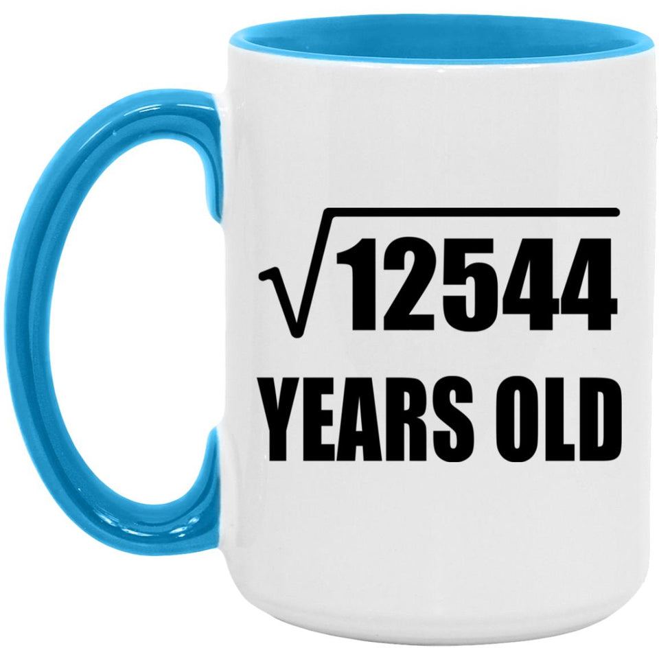 112th Birthday Square Root of 12544 Years Old - 15oz Accent Mug Blue