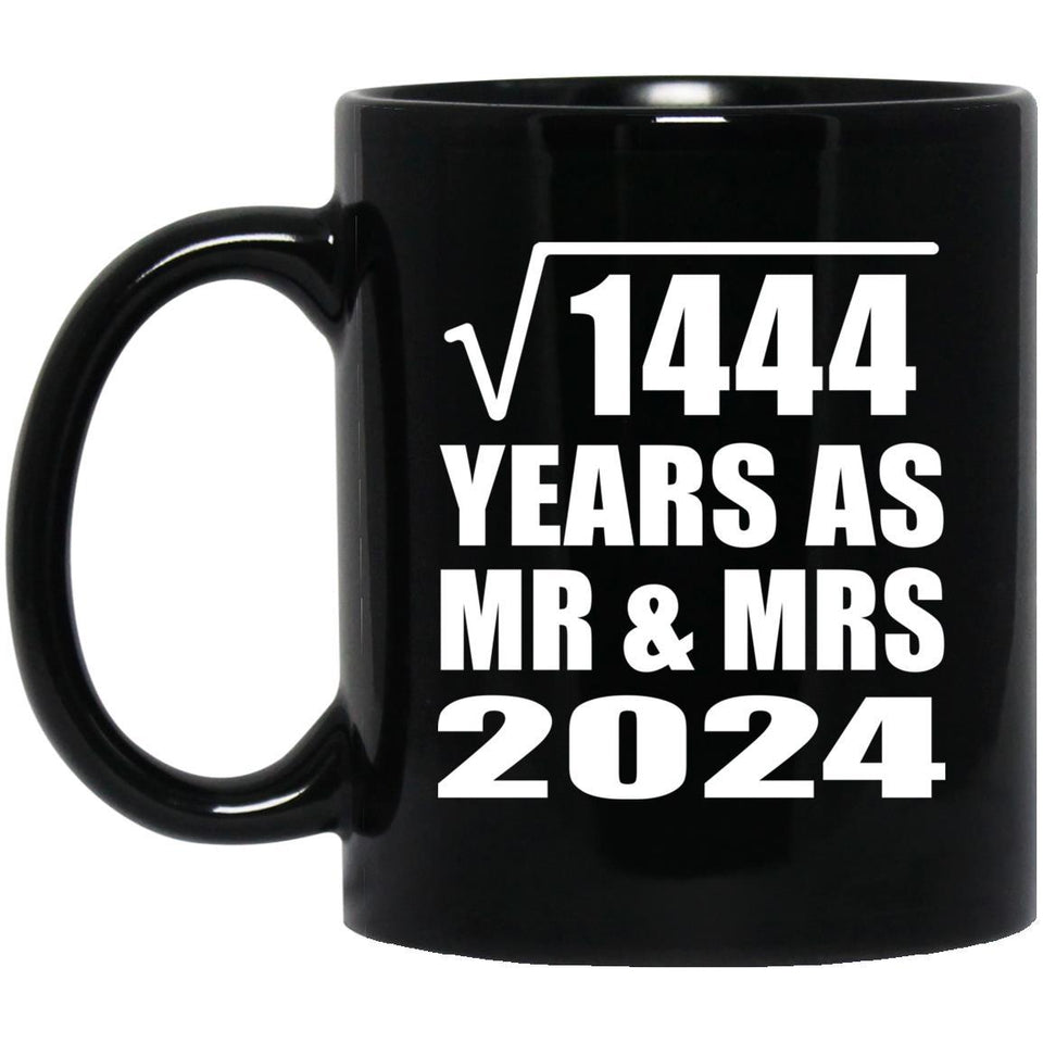 38th Anniversary Square Root of 1444 Years As Mr & Mrs 2024 - 11oz Coffee Mug Black