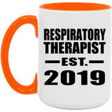 Respiratory Therapist Established EST. 2019 - 15oz Accent Mug Orange