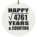 Happy 69th Anniversary Square Root of 4761 Years & Counting - Circle Ornament