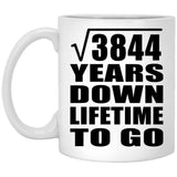 62nd Anniversary Square Root of 3844 Years Lifetime To Go - 11oz Coffee Mug