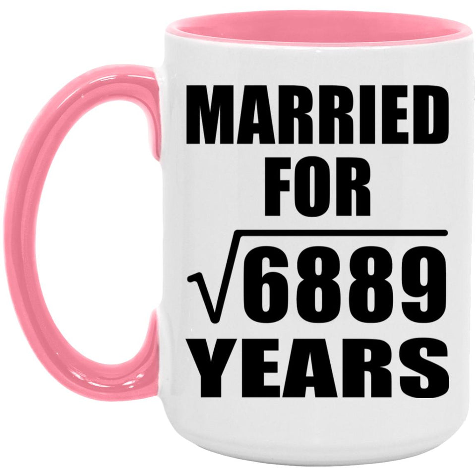 83rd Anniversary Married For Square Root of 6889 Years - 15oz Accent Mug Pink