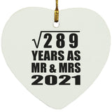 17th Anniversary Square Root of 289 Years As Mr & Mrs 2021 - Heart Ornament
