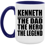 Kenneth The Dad The Hero The Legend - 15oz Accent Mug Purple
