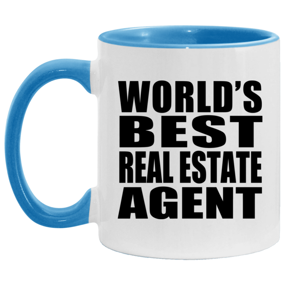 World's Best Real Estate Agent - 11oz Accent Mug Blue