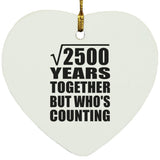 50th Anniversary Square Root of 2500 Years Who's Counting - Heart Ornament