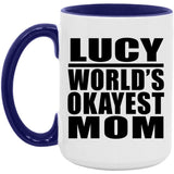 Lucy World's Okayest Mom - 15oz Accent Mug Purple