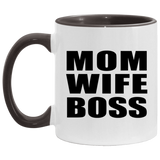 Mom Wife Boss - 11oz Accent Mug Black