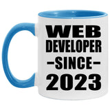 Web Developer Since 2023 - 11oz Accent Mug Blue