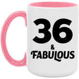 36th Birthday 36 & Fabulous - 15oz Accent Mug Pink