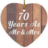 70th Anniversary 70 Years As Mr & Mrs - Heart Ornament E