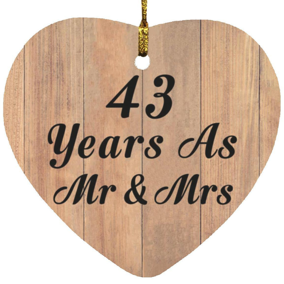 43 Years As Mr & Mrs - Heart Ornament C