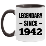 82nd Birthday Legendary Since 1942 - 11oz Accent Mug Black