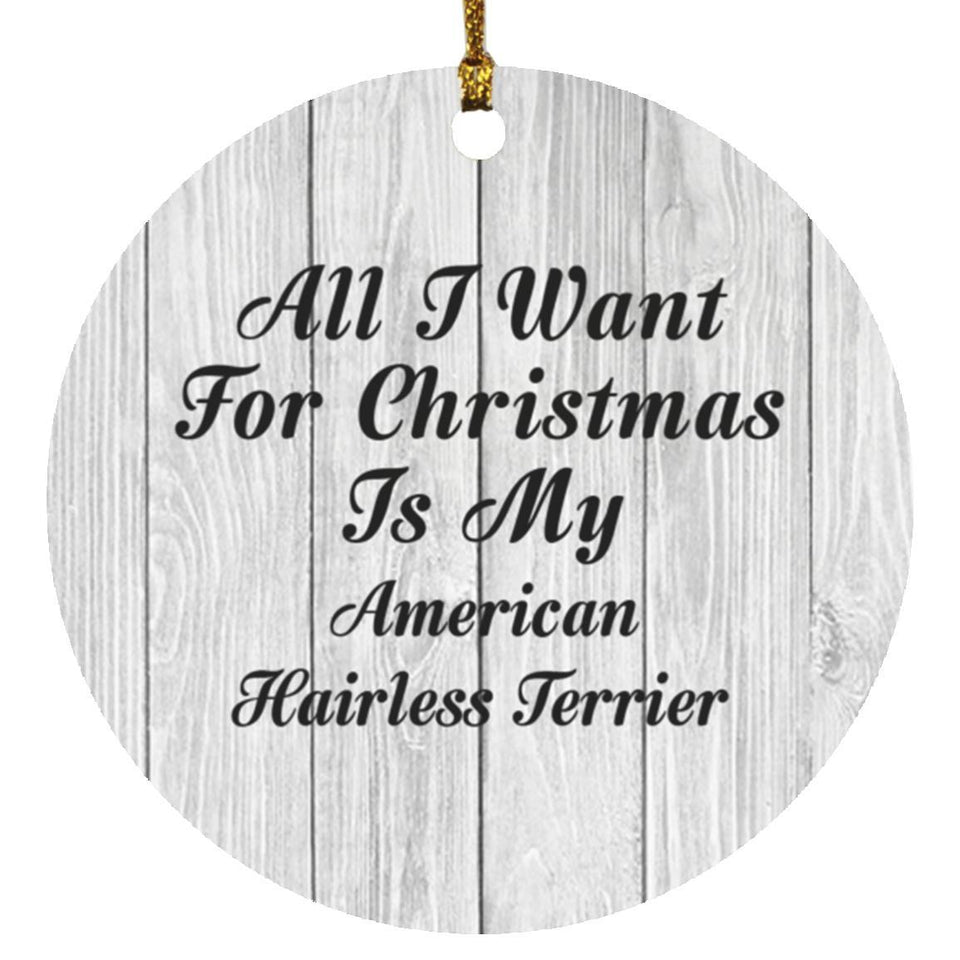 All I Want For Christmas Is My American Hairless Terrier - Circle Ornament F