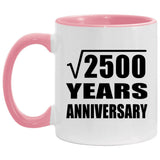 50th Anniversary Square Root of 2500 Years Anniversary - 11oz Accent Mug Pink