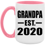 Grandpa Established EST. 2020 - 15oz Accent Mug Pink