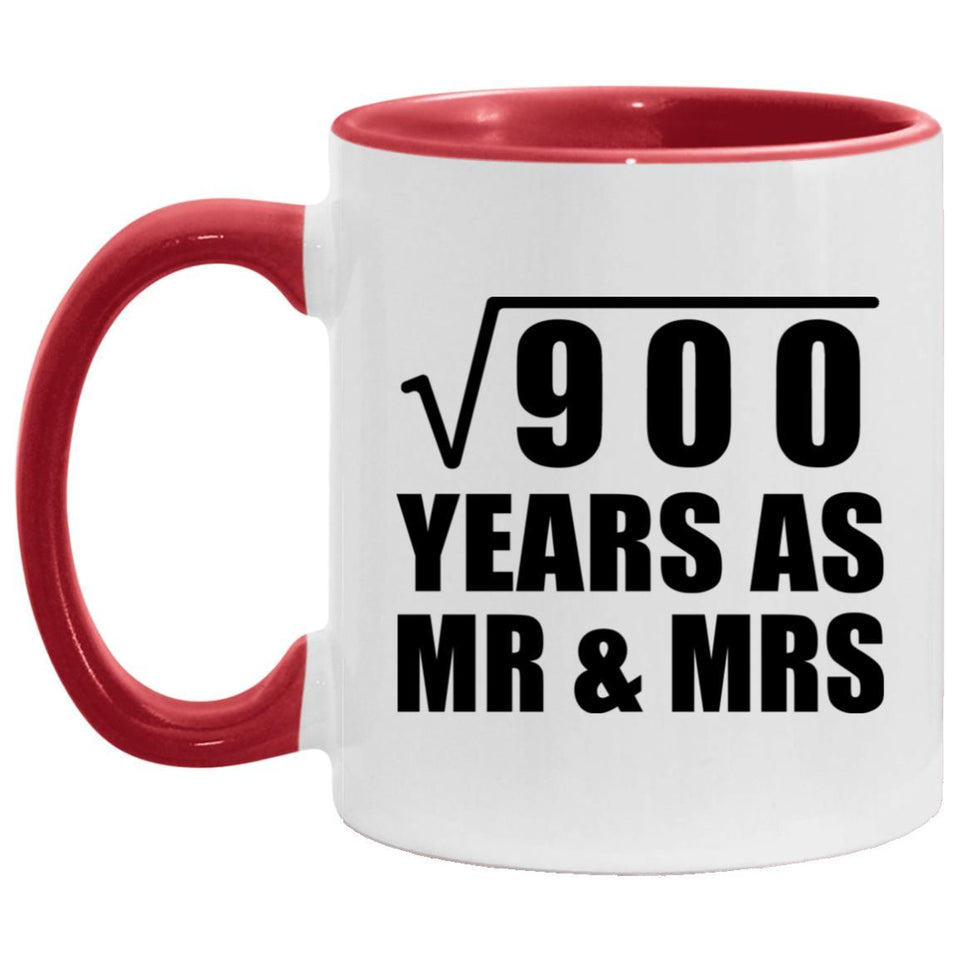 30th Anniversary Square Root of 900 Years As Mr & Mrs - 11oz Accent Mug Red