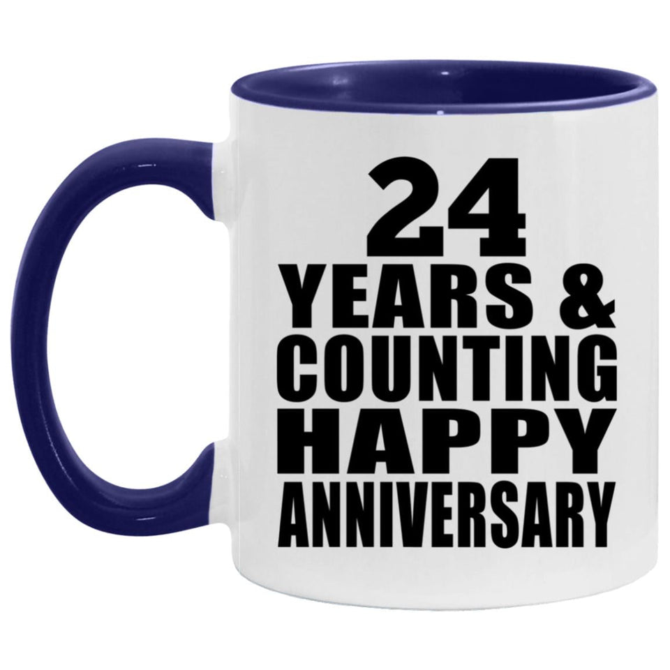 Happy 24th Anniversary 24 Years & Counting - 11oz Accent Mug Purple