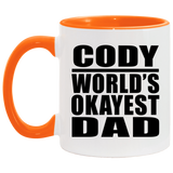 Cody World's Okayest Dad - 11oz Accent Mug Orange